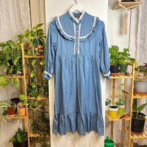 Scarlet Darkness Blue Farmhouse Core Gothic‎ Dress Size Small